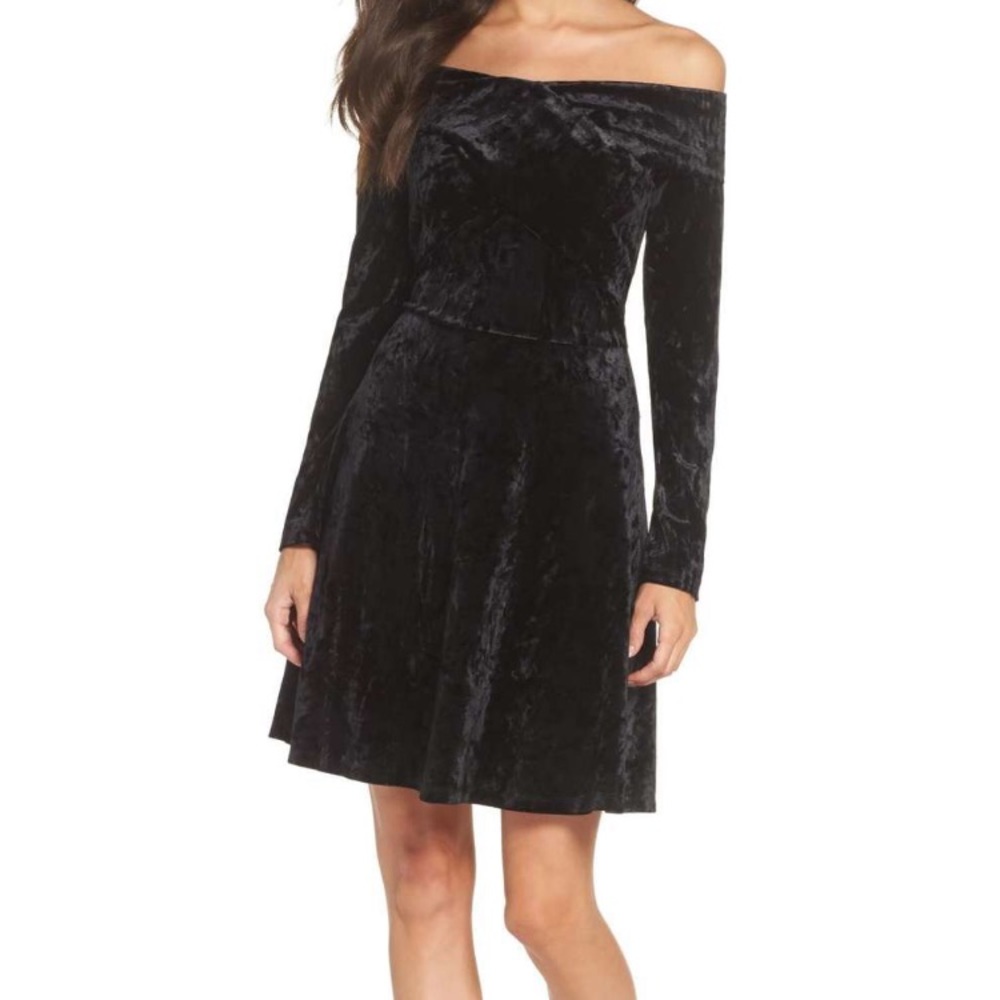 CHELSEA28 Off the Shoulder Velvet Fit & Flare